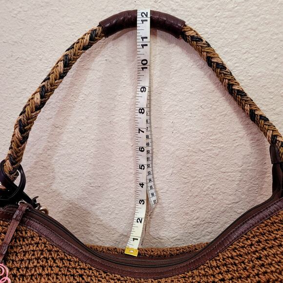 Brighton Barbados Crochet Leather Purse Raffia Handbag Boho Retro Style - Picture 11 of 15